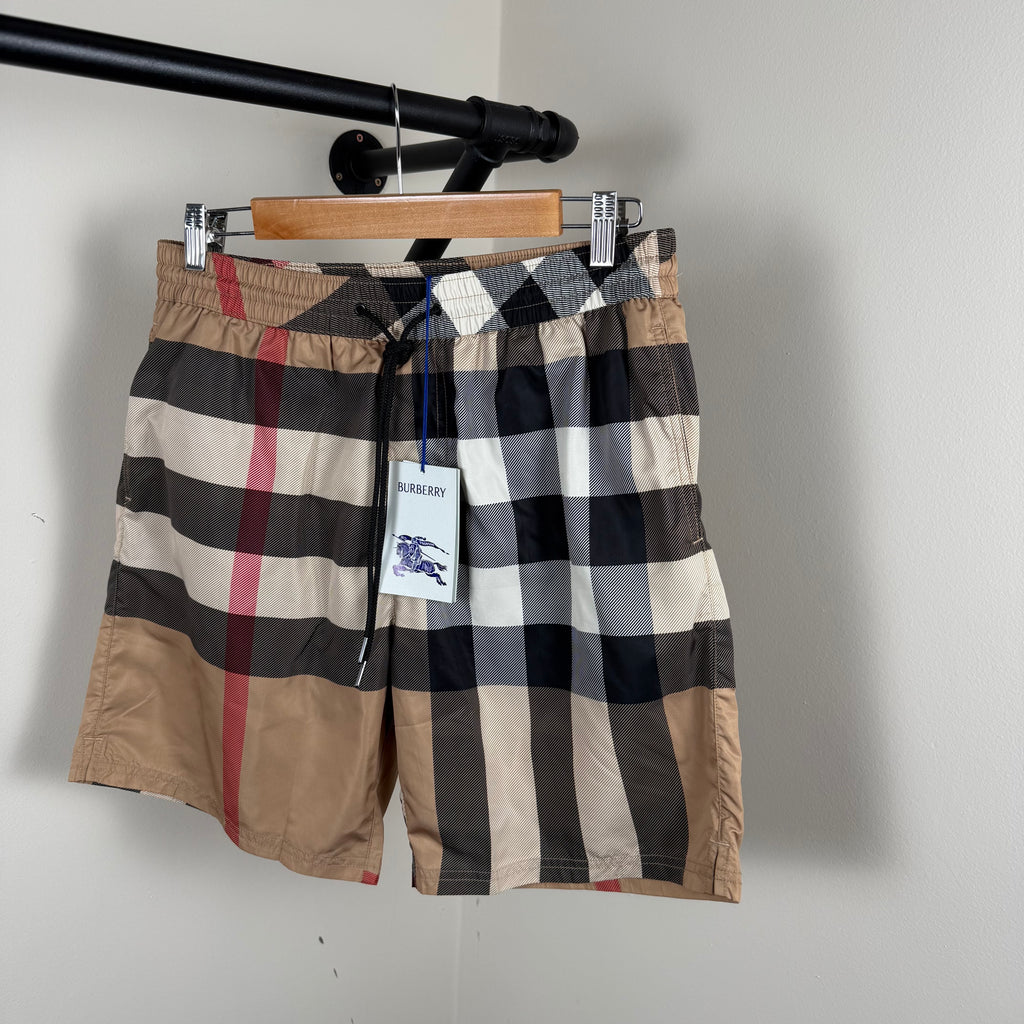 Burberry Biege Check Swimming Shorts - Large