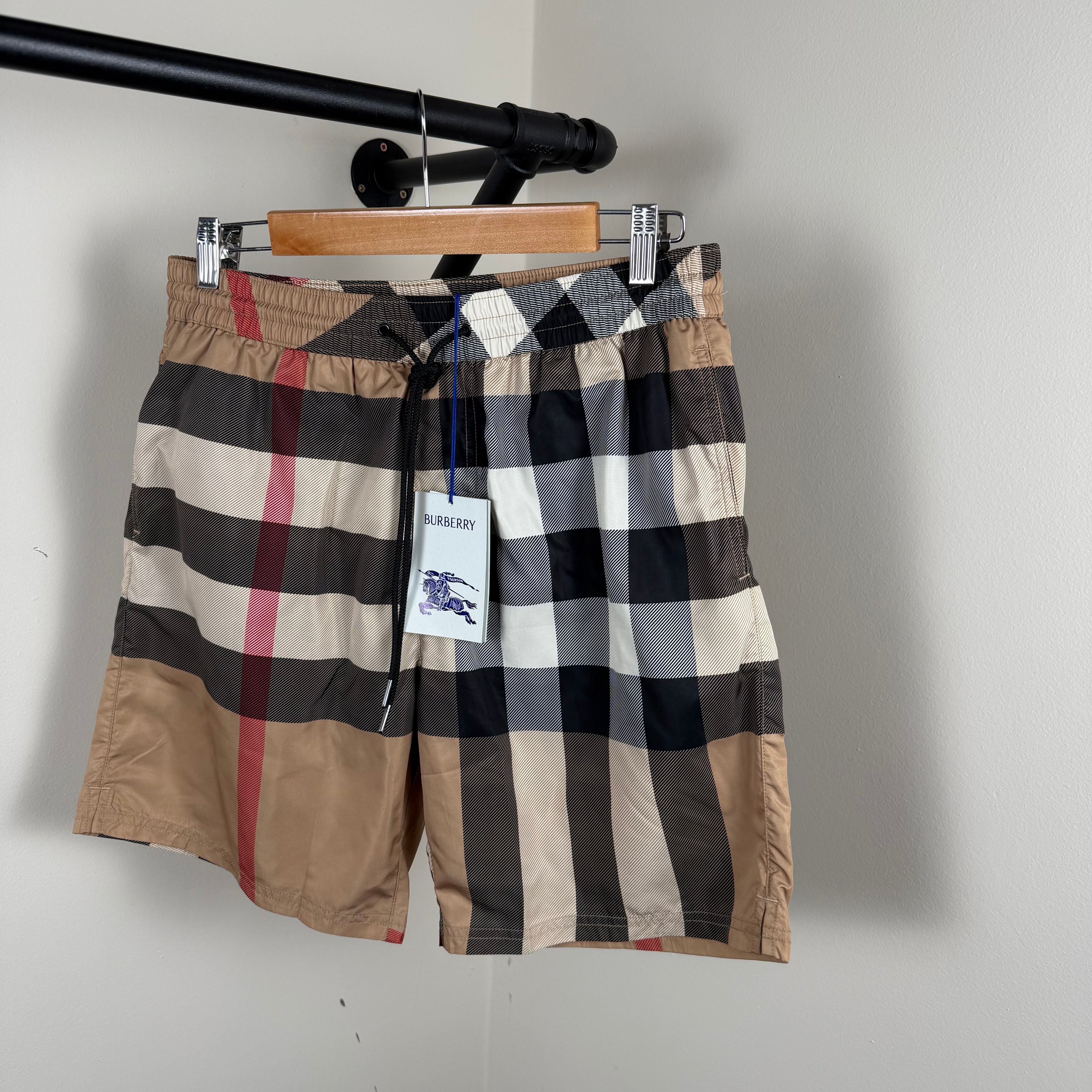 Burberry Biege Check Swimming Shorts - Large