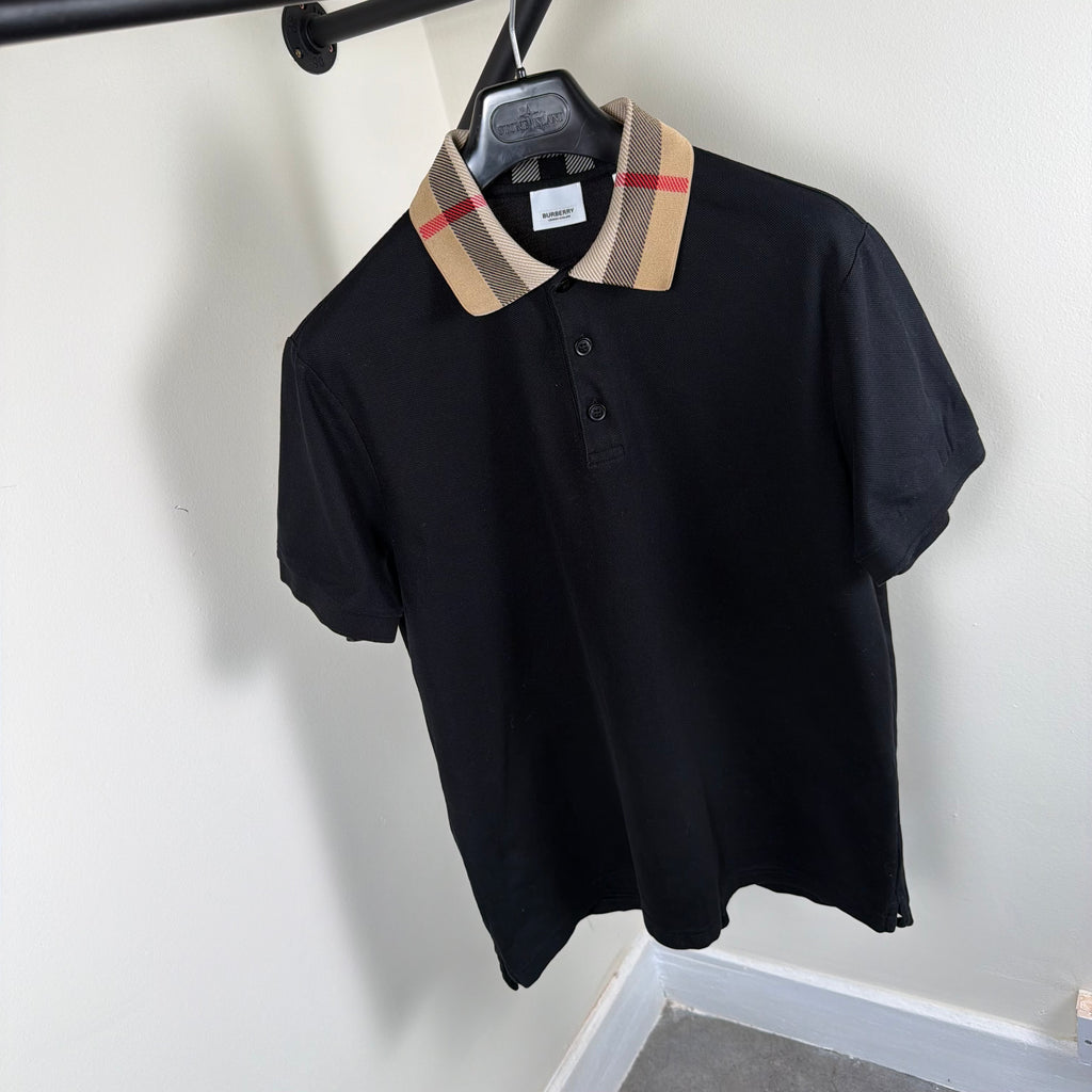 Burberry Check Black Polo Shirt - Large 22’’