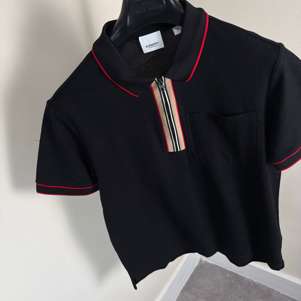 Burberry Check Zip Up Polo Shirt - Small 18.5’’