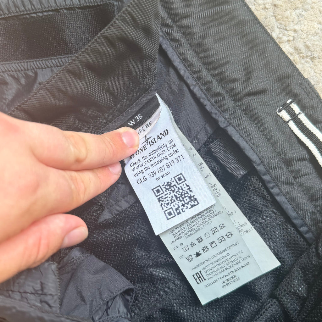 Stone Island Nylon Black Cargo Shorts - 36W