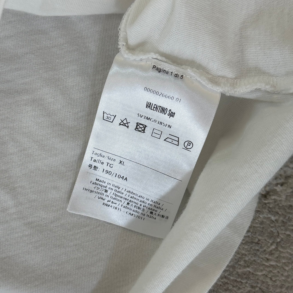Valentino Garavani Spellout White T-Shirt - Large 21.5’’