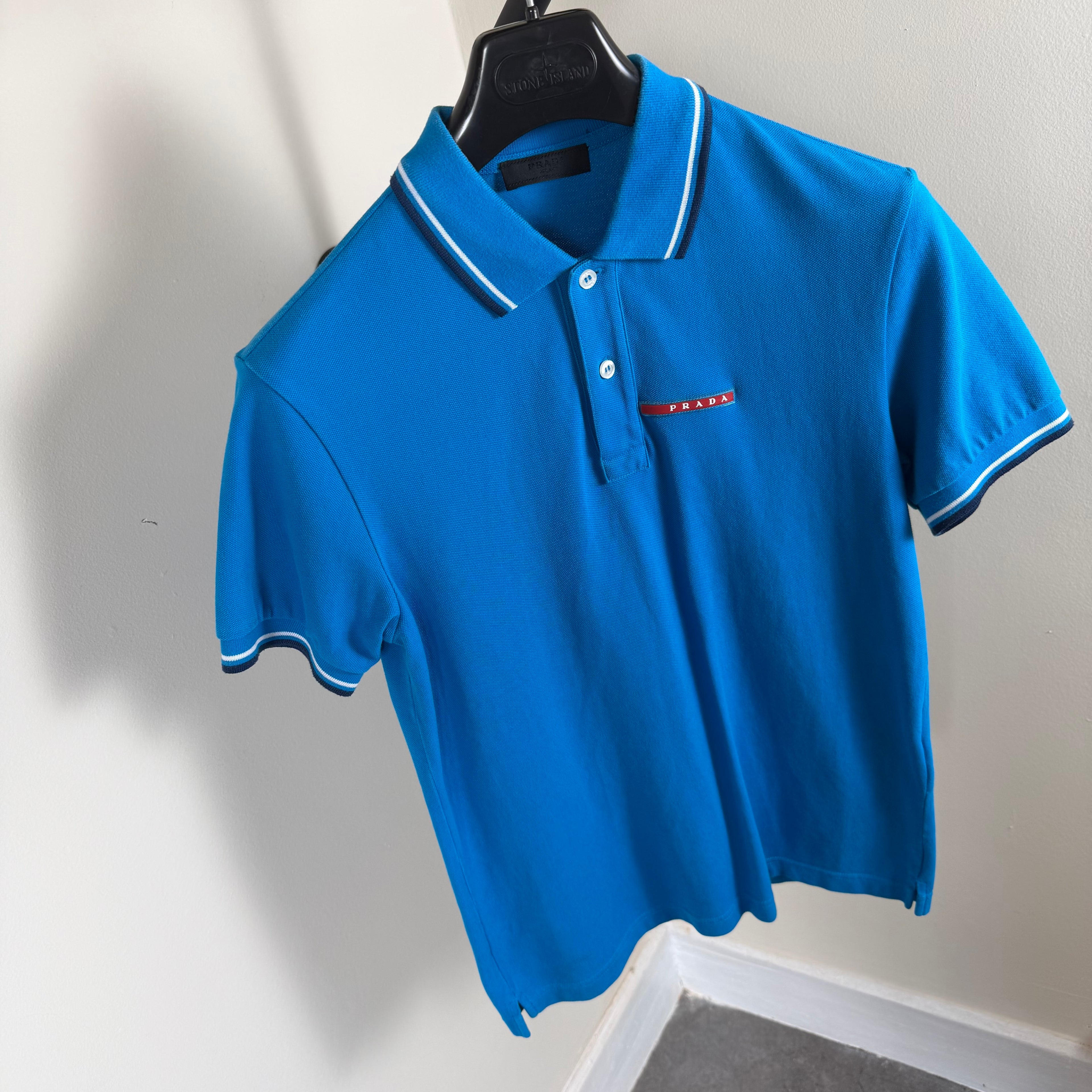 Prada Blue Short Sleeve Polo Shirt - XS 17.5’’