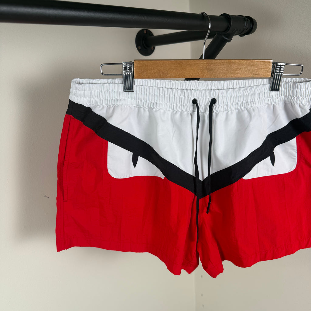 Fendi Bug Eye Red Swimming Shorts - Large