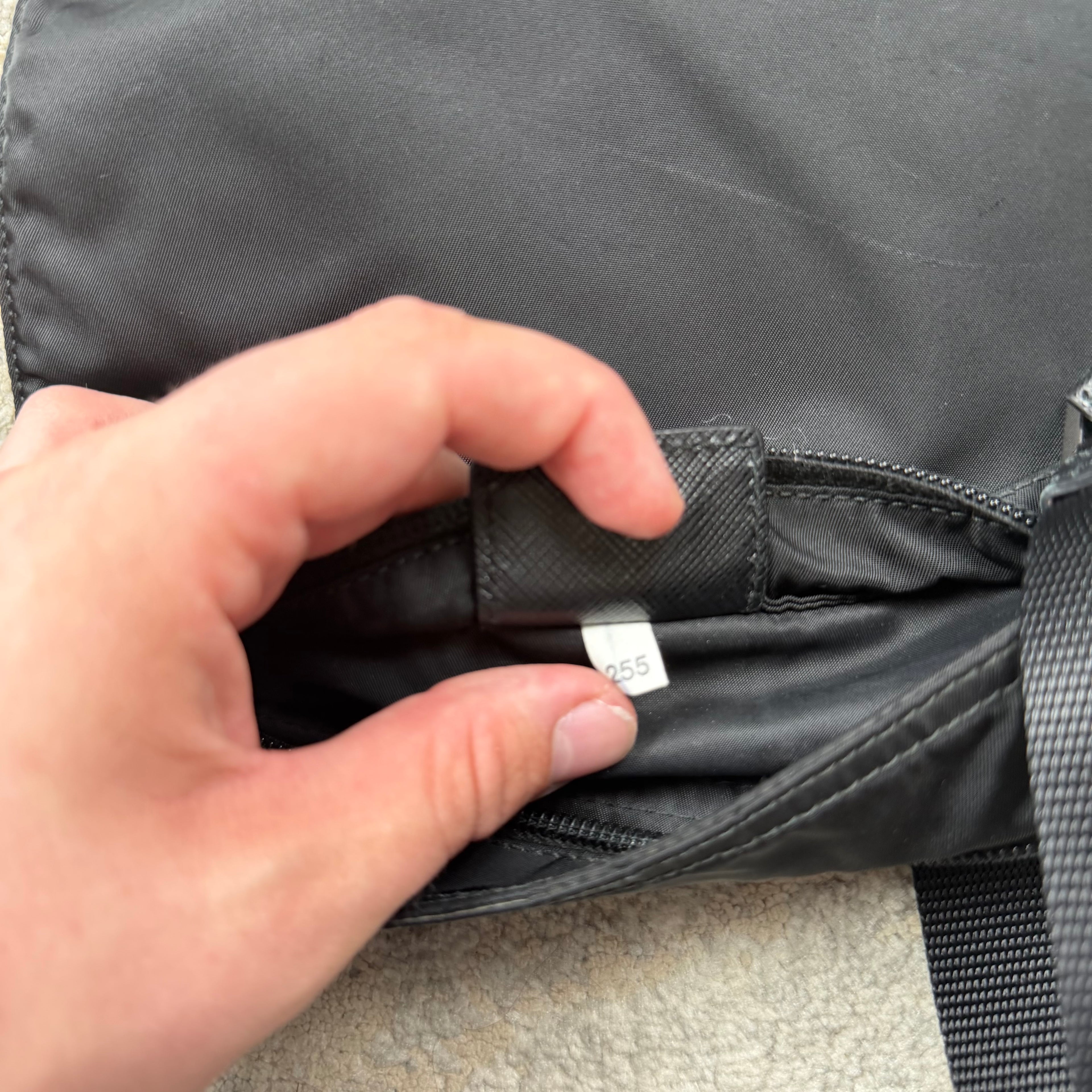 Prada Plaque Black Nylon Man Bag