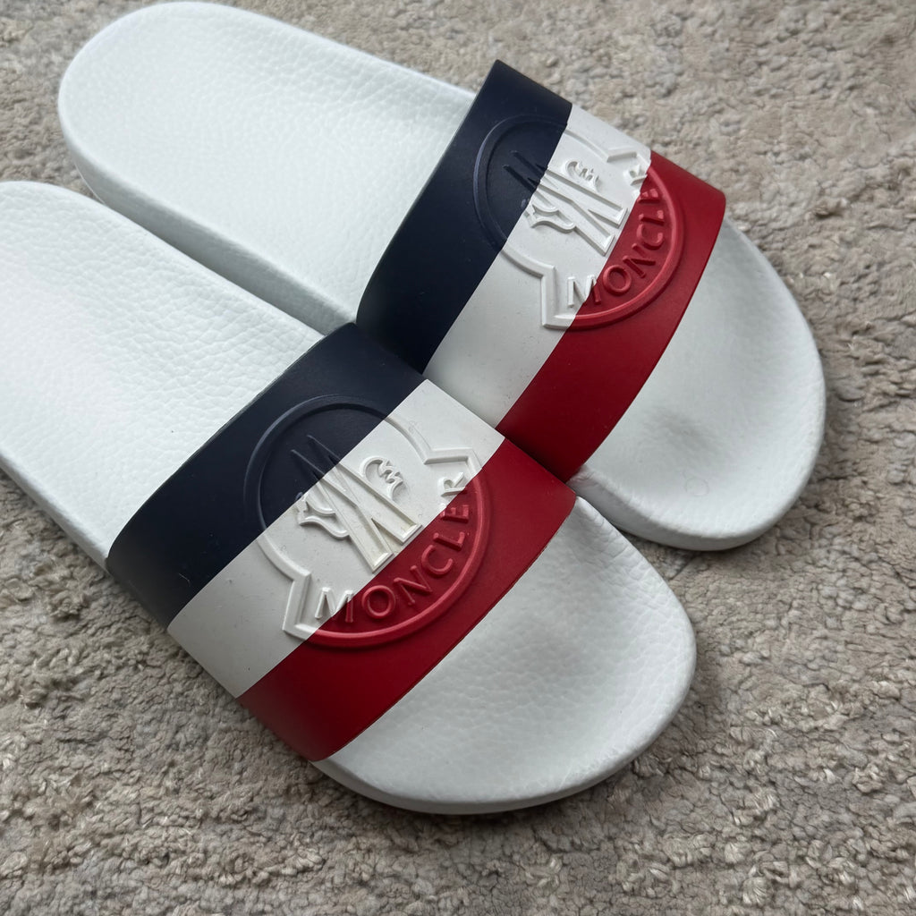 Moncler White Basile Logo Slider’s - 7UK