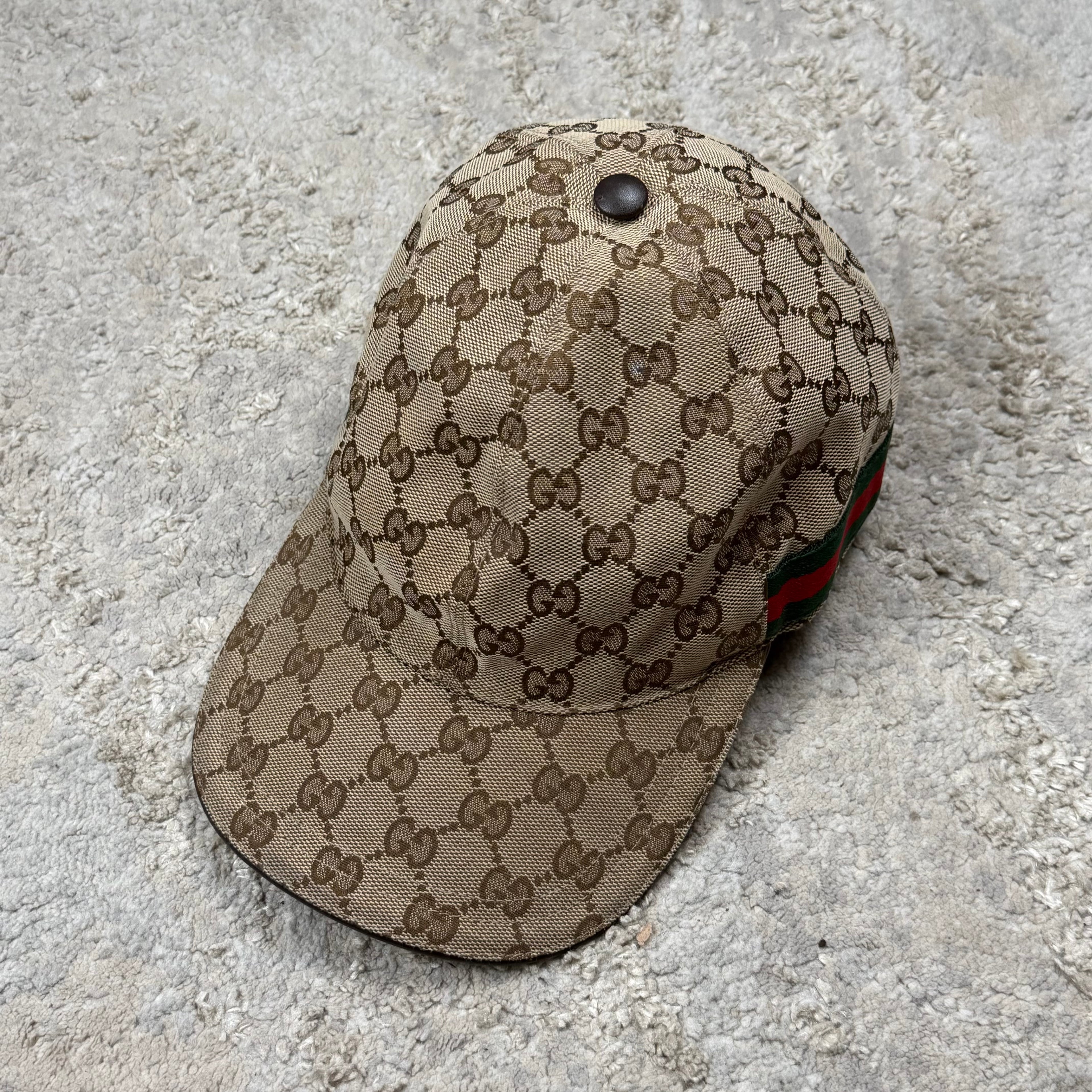 Gucci GG Biege Monogram Baseball Cap - Large (59cm)
