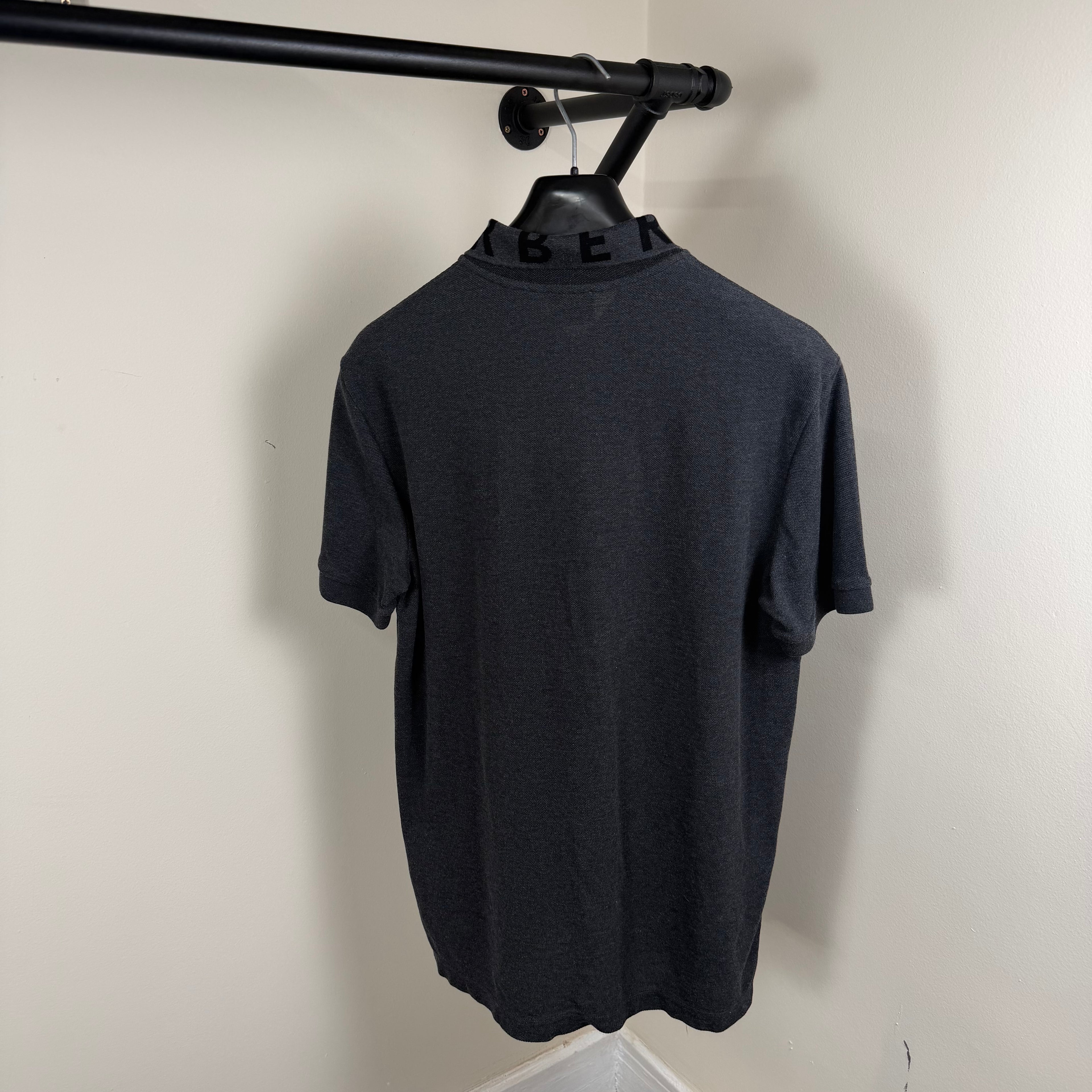 Burberry Spellout Dark Grey Polo Shirt - Large 21.5’’