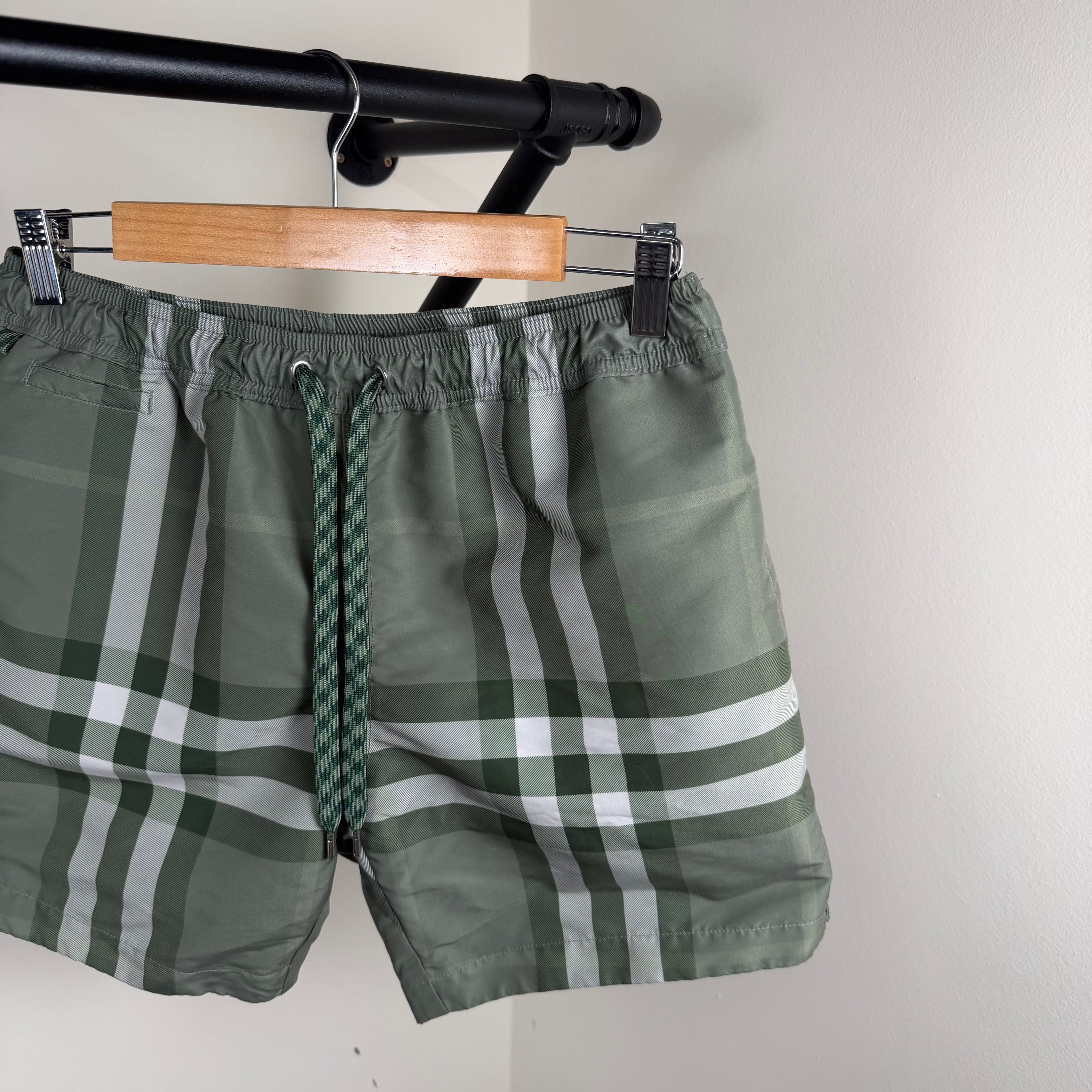 Burberry Green Check Swimming Shorts - Small
