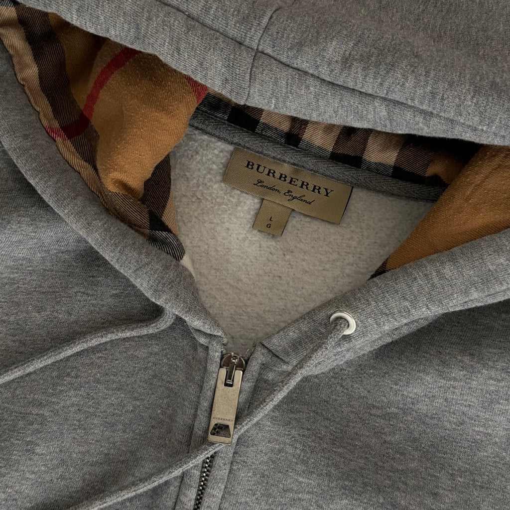 Burberry Grey Check Zip Up Hoodie - Large 22.5’’