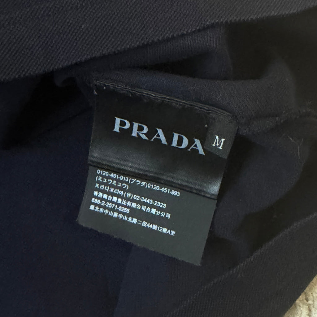 Prada Navy Pique Logo T-Shirt - Medium 21’’